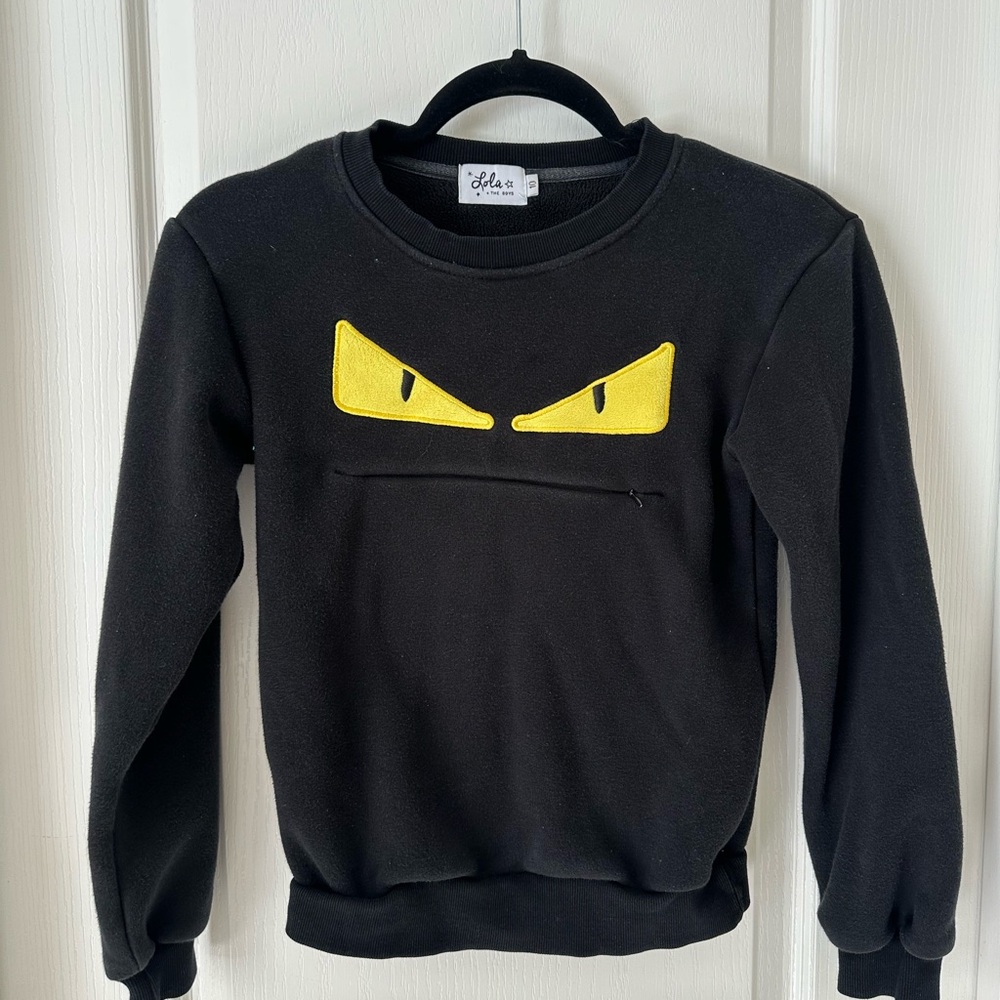 Lola + The Boys Black Sweatshirt with Yellow Accents